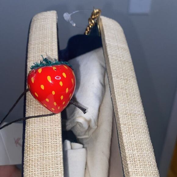 KAYU Blue Natural Stripe Straw Clutch Handbag - Picture 5 of 9